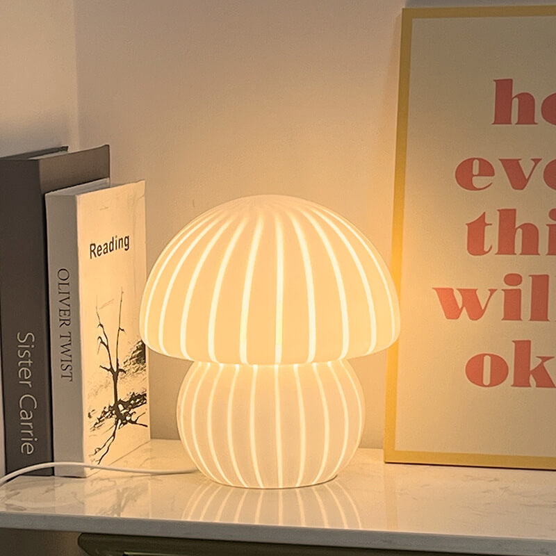 Mushroom Glass Stripe Lamp, Table shops Light