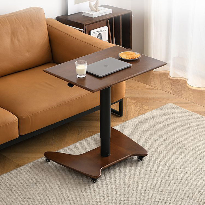 Modern Simplicity Rectangular Rubber Wood Aluminium Alloy End Table Movable Liftable For Living Room