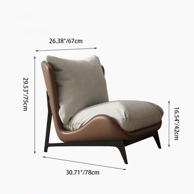 Contemporary Scandinavian Leather Velvet Cotton Latex Carbon Steel Square Accent Chair Backrest Footrest For Living Room