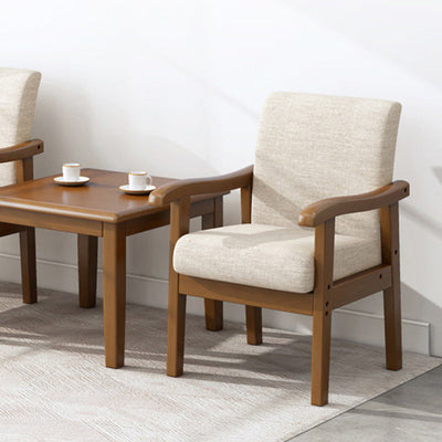 Modern Simplicity Rubber Wood Cotton And Linen Fabric Sponge Square Accent Chair & Table Set For Living Room