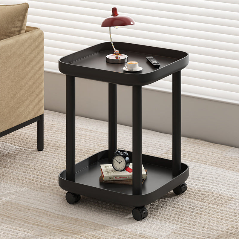 Contemporary Nordic Square Steel End Table 2-Tier For Living Room