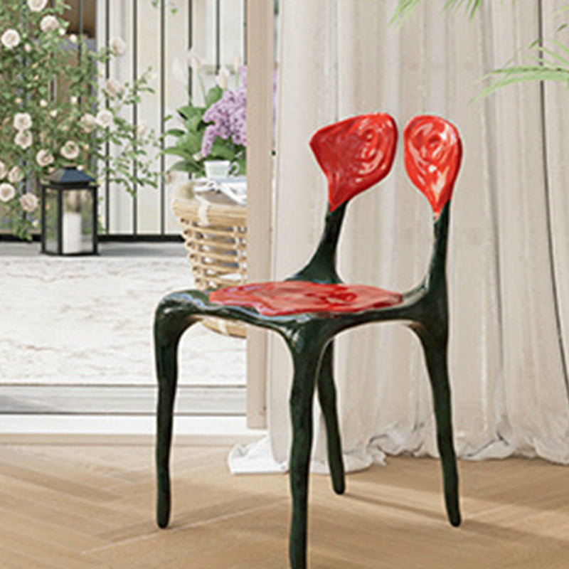 Modern Art Deco Rose Square FRP Composite Dining Chair Backrest Armless For Dining Room