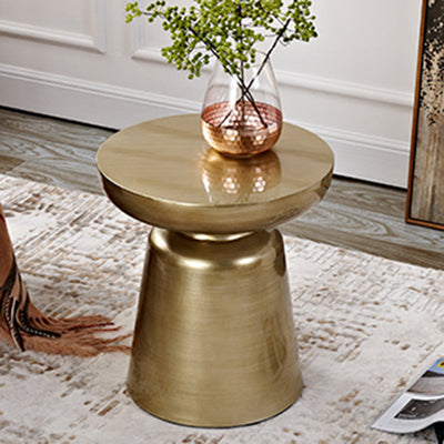 Contemporary Scandinavian Round Disc Column Fiberglass End Table 1-Tier For Living Room