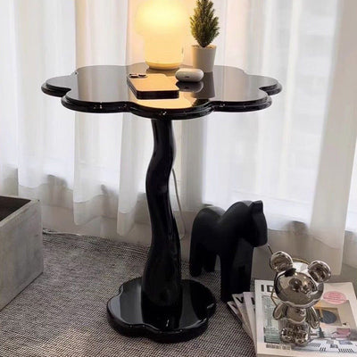 Contemporary Scandinavian Petal Flower Glass Stainless Steel End Table 1-Tier For Living Room