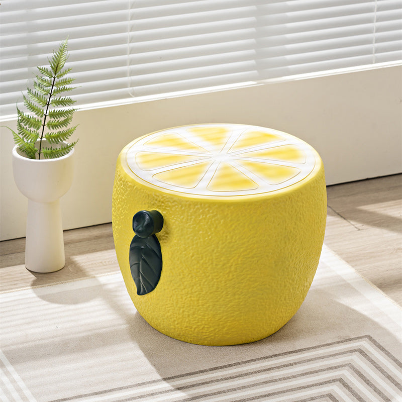 Modern Art Deco Lemon Leaf Round Plastic Chair Backless Armless For Bedroom