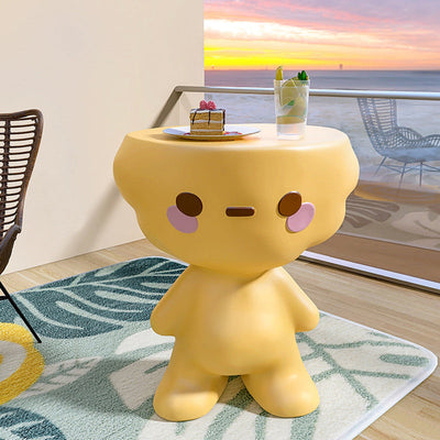 Modern Art Deco Kids Round Cartoon Character Resin End Table For Living Room