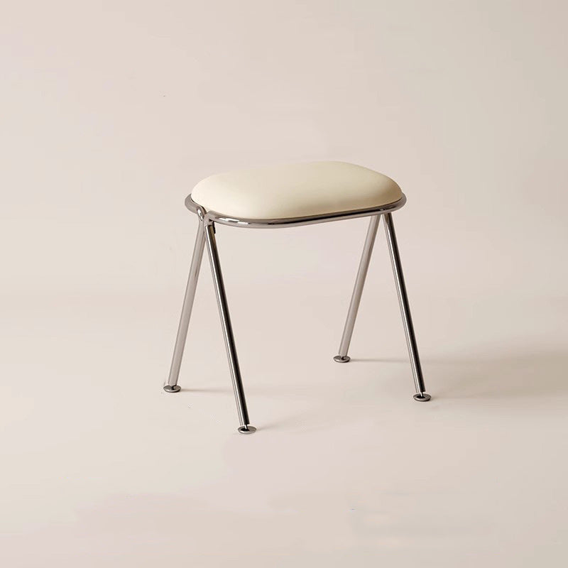 Contemporary Nordic Rectangular Leather Metal Vanity Stool For Bedroom