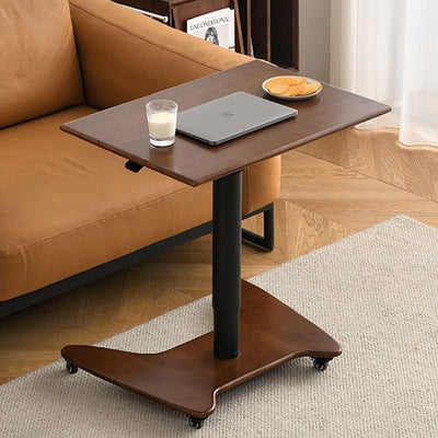 Modern Simplicity Rectangular Rubber Wood Aluminium Alloy End Table Movable Liftable For Living Room