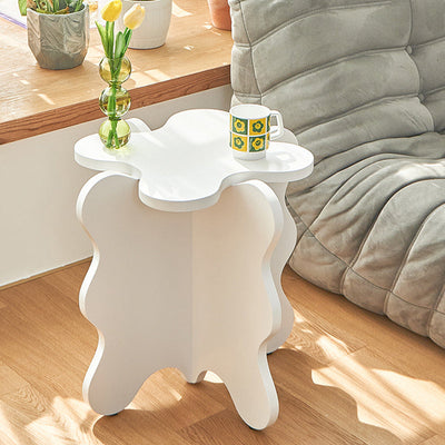 Contemporary Creative Wave Petal Wooden Fiberboard End Table For Living Room