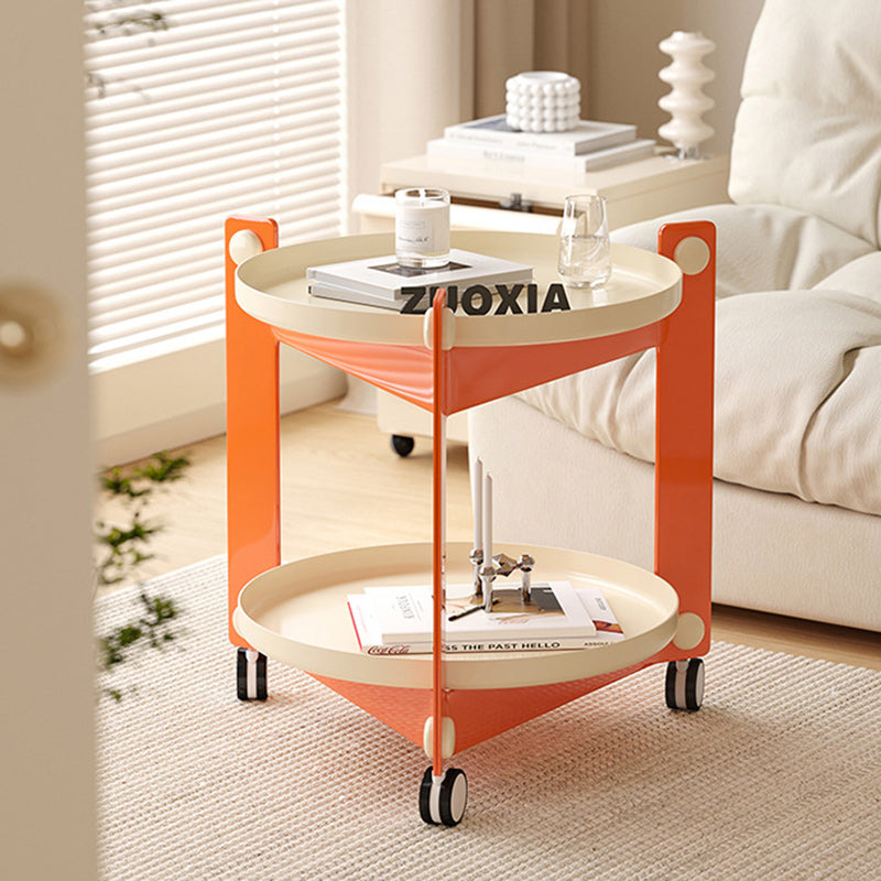 Contemporary Creative Removable Round Acrylic Plastic End Table 2-Tier For Living Room