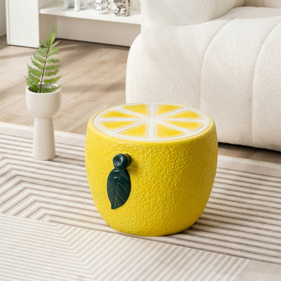 Modern Art Deco Lemon Leaf Round Plastic Chair Backless Armless For Bedroom