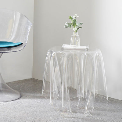 Contemporary Scandinavian Round Tablecloth Acrylic End Table For Living Room