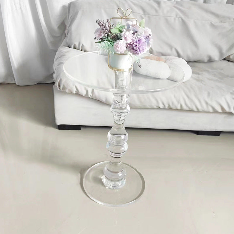 Modern Minimalist Round Tabletop Acrylic Coffee Table 1-Leg For Living Room