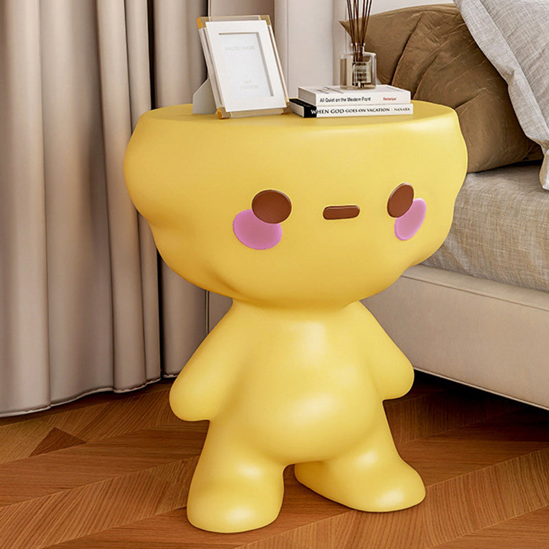 Modern Art Deco Kids Round Cartoon Character Resin End Table For Living Room