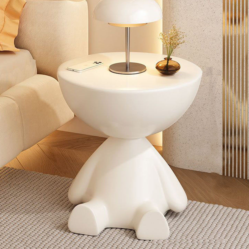 Modern Minimalist Round Small Flat PE End Table 1-Tier For Living Room