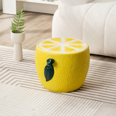 Modern Art Deco Lemon Leaf Round Plastic Chair Backless Armless For Bedroom