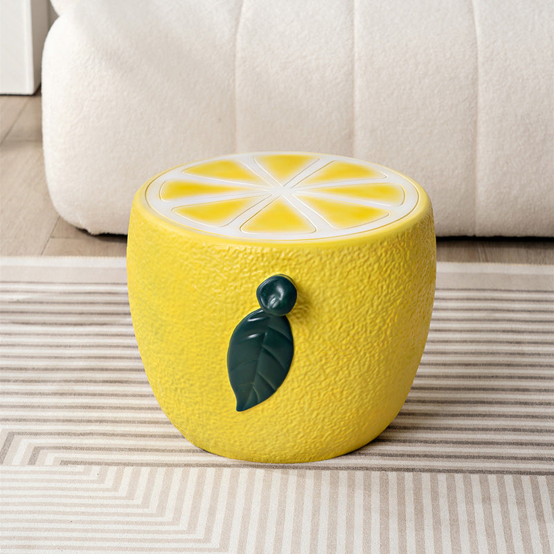 Modern Art Deco Lemon Leaf Round Plastic Chair Backless Armless For Bedroom