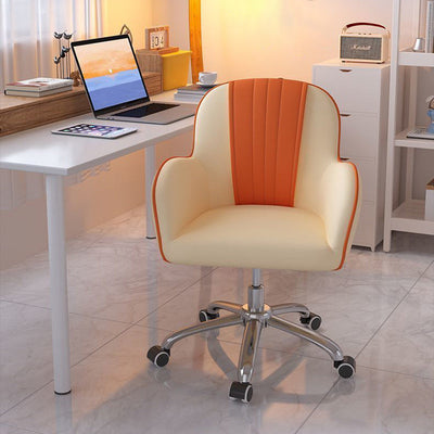 Contemporary Scandinavian Curve Square PU Leather Steel Nylon Desk Chair Backrest Arm For Home Office