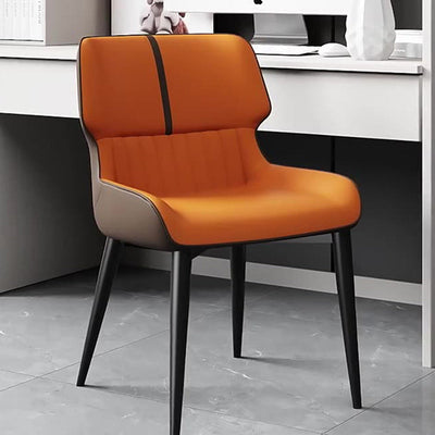 Contemporary Nordic Square Upholstered Curved Backrest Leather Carbon Steel Dining Chair For Dining Room