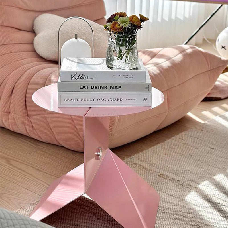 Contemporary Creative Round Square Metal End Table 1-Tier For Living Room