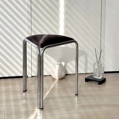 Modern Minimalist Triangle Fabric Stainless Steel Vanity Stool Backless Armless For Bedroom