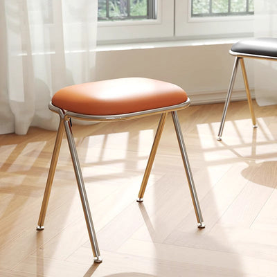 Contemporary Nordic Rectangular Leather Metal Vanity Stool For Bedroom