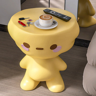 Modern Art Deco Kids Round Cartoon Character Resin End Table For Living Room