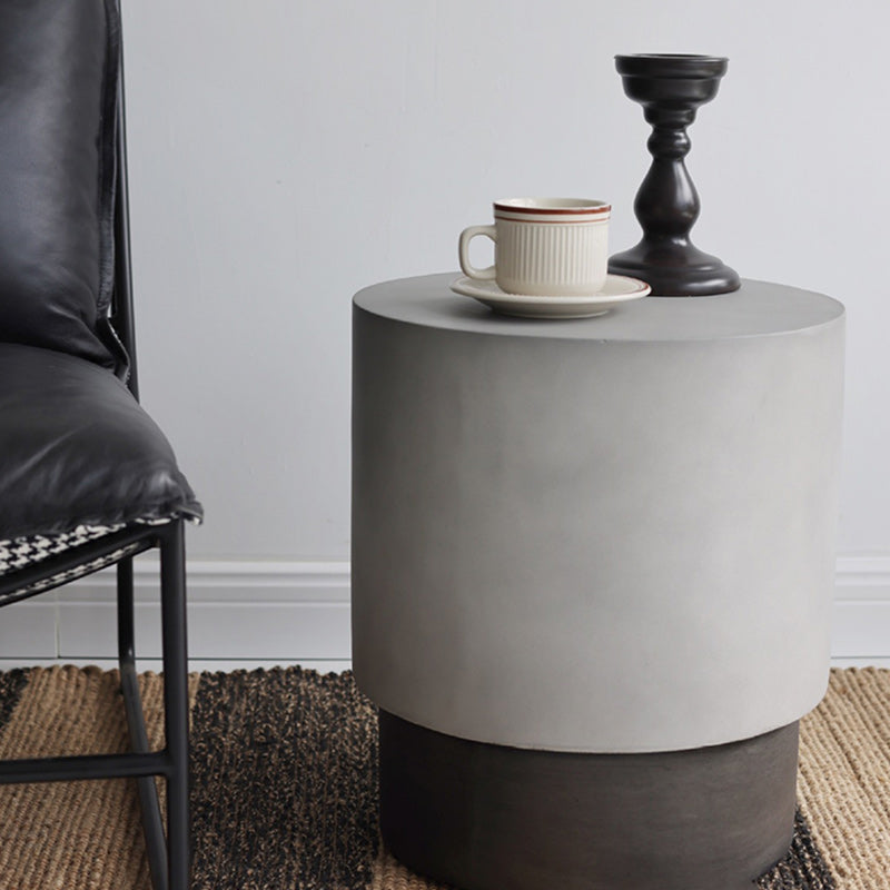 Contemporary Industrial Cylindrical Magnesium Oxide End Table For Living Room