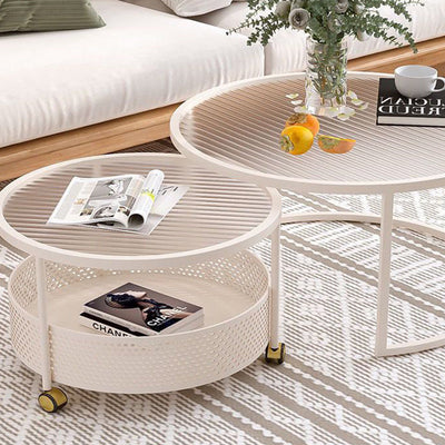 Modern Minimalist Removable Round Glass Metal End Table 3-Tier For Living Room