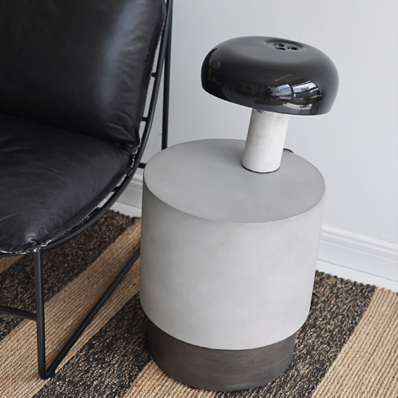 Contemporary Industrial Cylindrical Magnesium Oxide End Table For Living Room