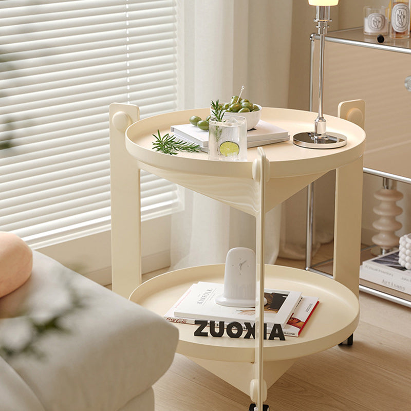 Contemporary Creative Removable Round Acrylic Plastic End Table 2-Tier For Living Room