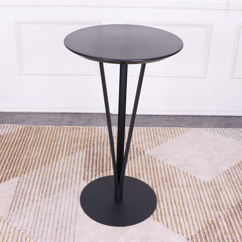 Modern Minimalist Round Iron Steel Plate Bar Table For Dining Room