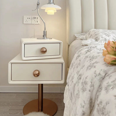 Contemporary Creative Orb Square Rotatable Stackable Wood Steel Nightstand 2-Drawer For Bedroom