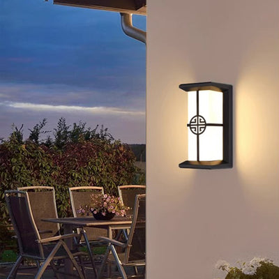 Modern Industrial Cuboid Aluminum Acrylic LED Waterproof Outdoor Wall Sconce Lamp For Outdoor Patio