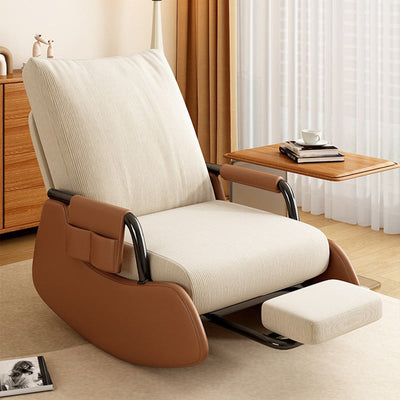 Modern Simplicity Corduroy Cotton Sponge Leather Wood Carbon Steel Square Recliner Foldable Backrest Footrest For Bedroom