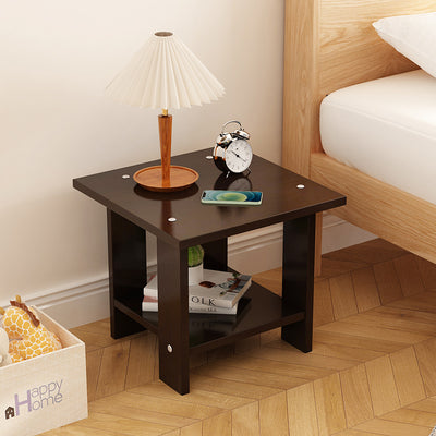 Contemporary Scandinavian Square Rectangular Density Board Side Table 2-Tier For Living Room