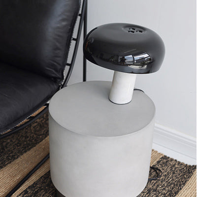 Contemporary Industrial Cylindrical Magnesium Oxide End Table For Living Room