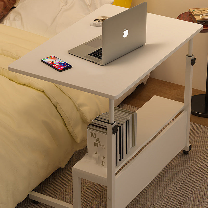 Modern Minimalist Rectangular Wood Steel Side Table 2-Tier For Study