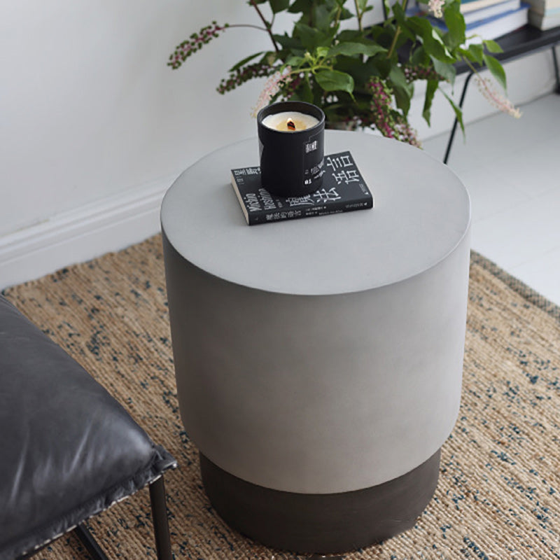 Contemporary Industrial Cylindrical Magnesium Oxide End Table For Living Room