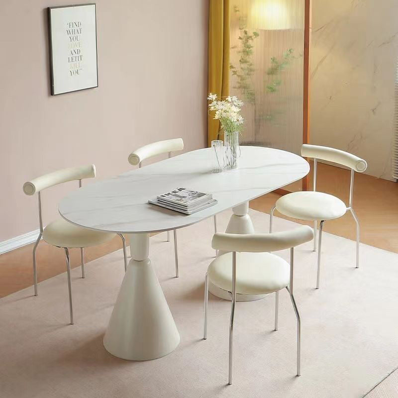 Contemporary Scandinavian Leather Metal Sponge Round Arc Dining Chair Backrest For Dining Room