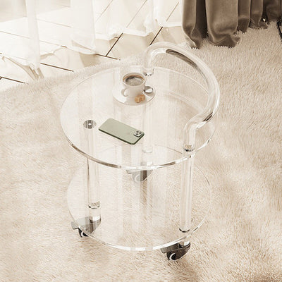 Contemporary Simplicity Round Acrylic End Table 2-Tier For Living Room