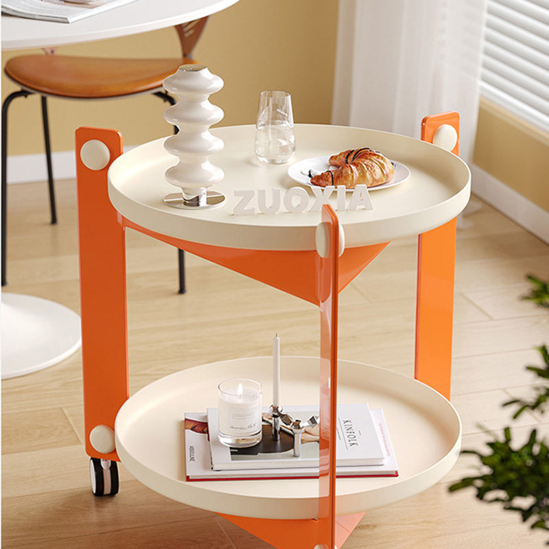 Contemporary Creative Removable Round Acrylic Plastic End Table 2-Tier For Living Room