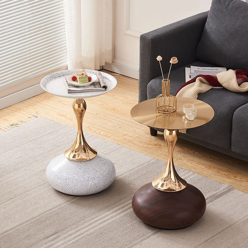 Modern Luxury Round Oval Base Metal Coffee Table For Living Room