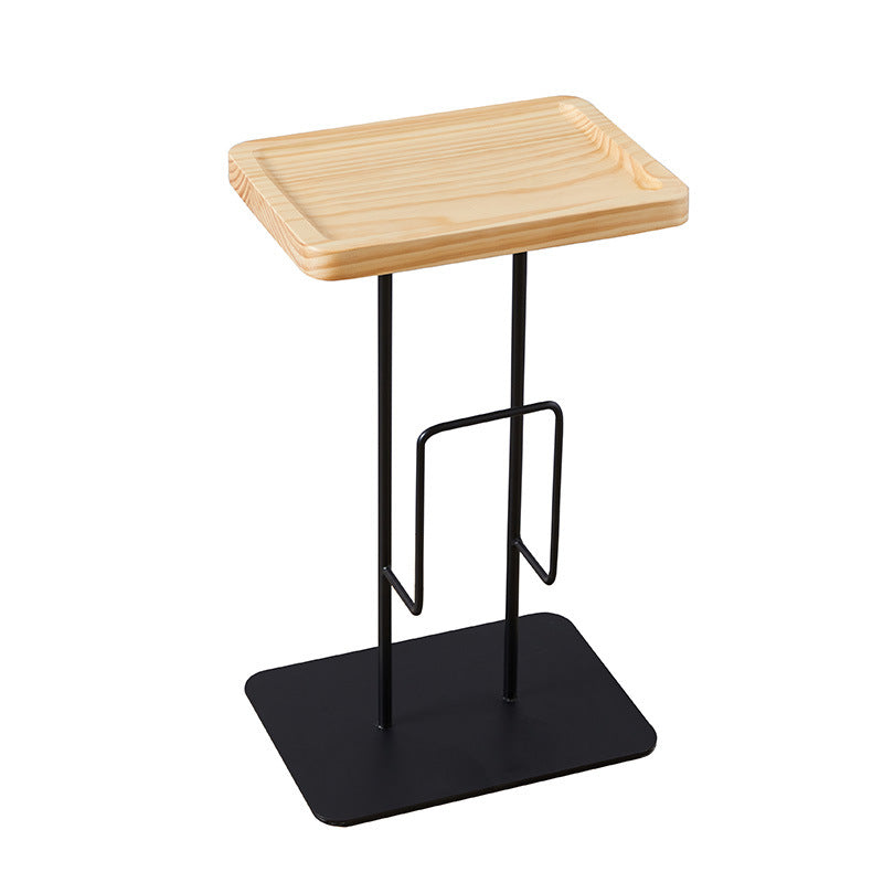 Modern Minimalist Rectangular Iron Wood End Table 1-Tier For Living Room