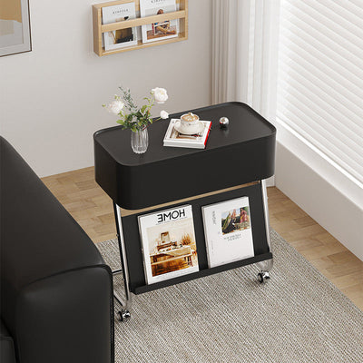 Mesa auxiliar rectangular de acero inoxidable de simplicidad contemporánea con 1 cajón para sala de estar 