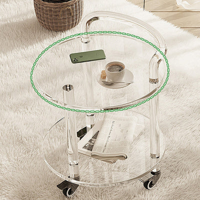 Contemporary Simplicity Round Acrylic End Table 2-Tier For Living Room