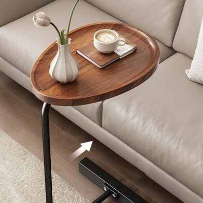 Modern Minimalist Oval Teardrop Faux Panel Metal End Table For Living Room