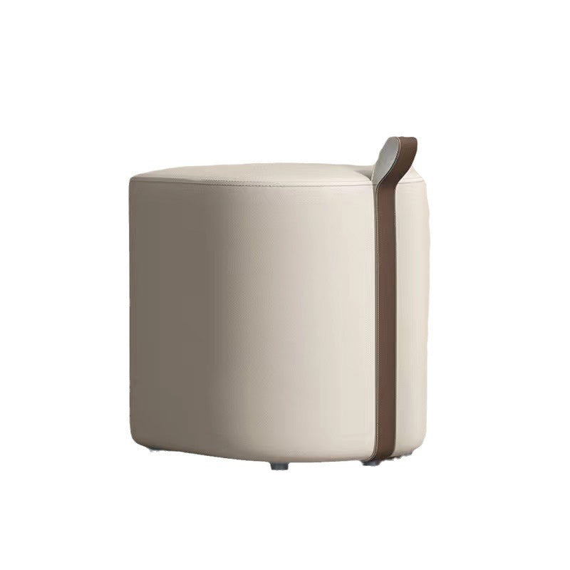 Modern Minimalist Cylinder Oval Microfiber Leather Solid Wood Vanity Stool Backless Armless For Bedroom