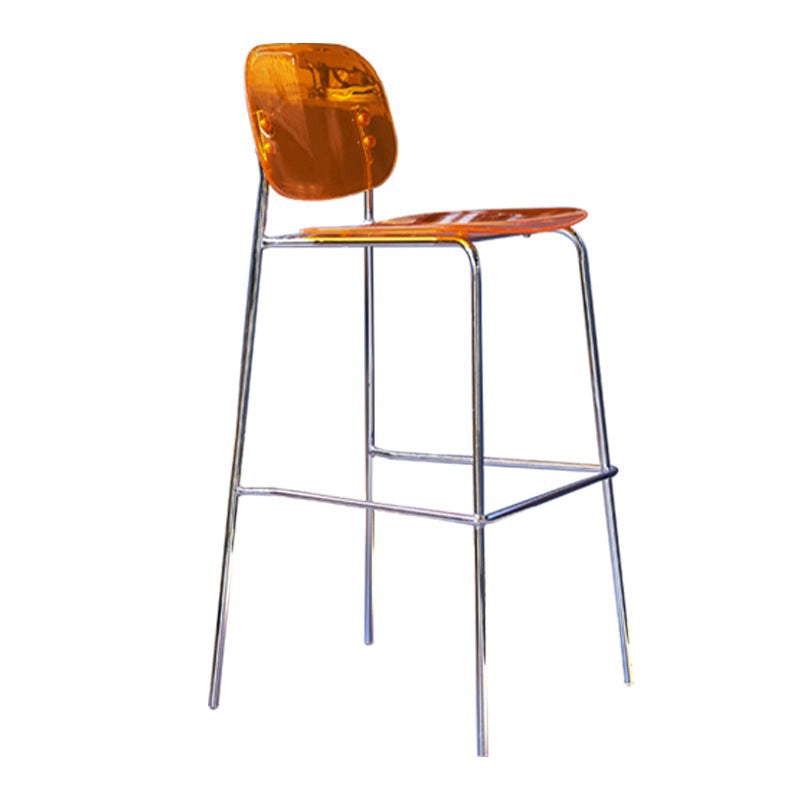 Modern Minimalist Square Iron Acrylic Bar Stool Backrest For Dining Room