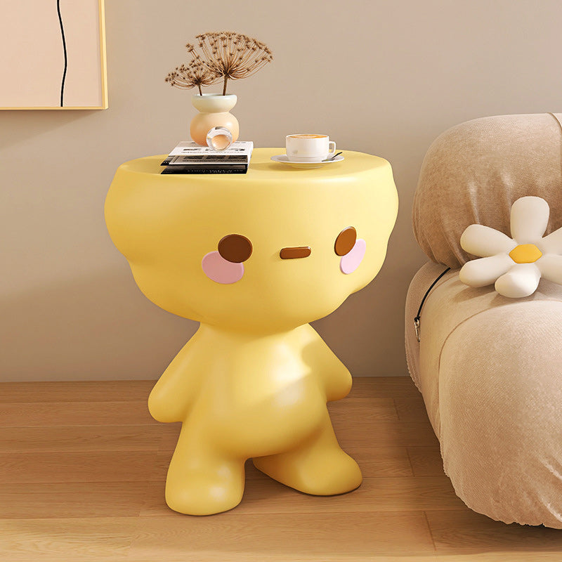 Modern Art Deco Kids Round Cartoon Character Resin End Table For Living Room